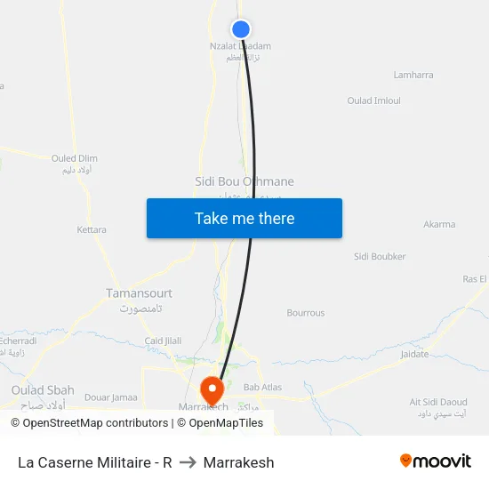 La Caserne Militaire - R to Marrakesh map