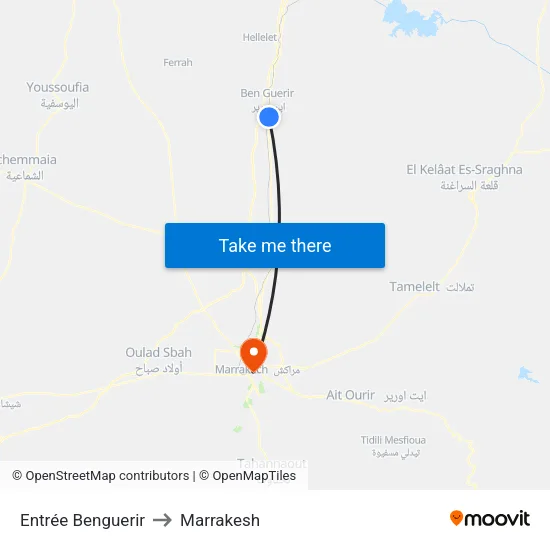 Entrée Benguerir to Marrakesh map