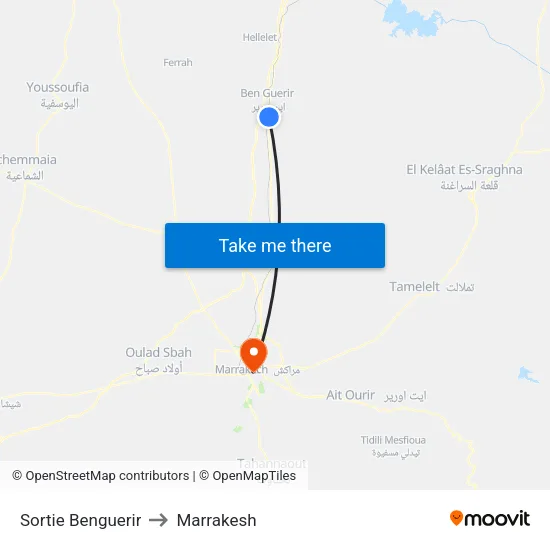 Sortie Benguerir to Marrakesh map