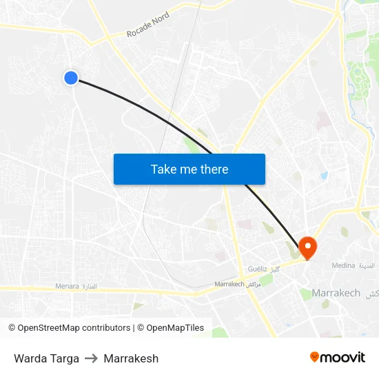 Warda Targa to Marrakesh map