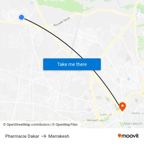 Pharmacie Dakar to Marrakesh map