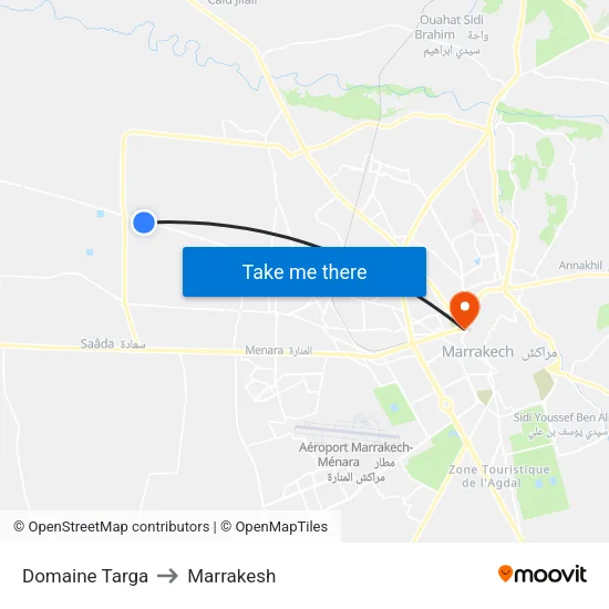 Domaine Targa to Marrakesh map