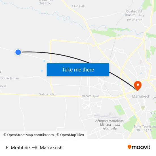 El Mrabtine to Marrakesh map