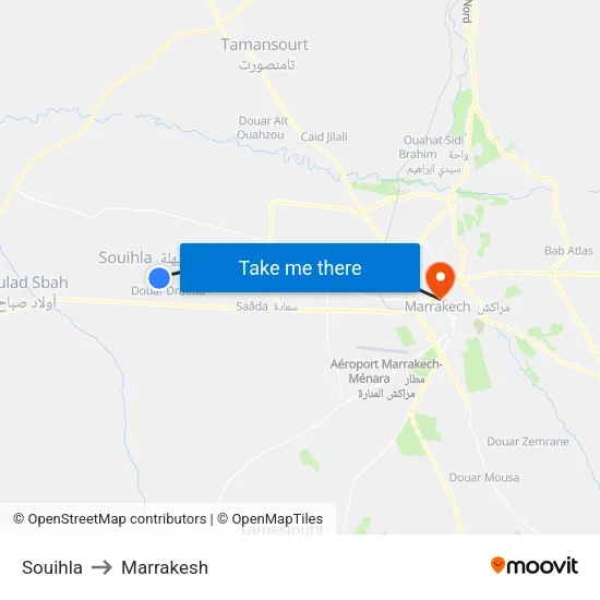 Souihla to Marrakesh map