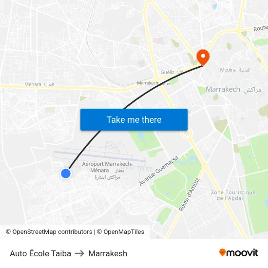Auto École Taiba to Marrakesh map