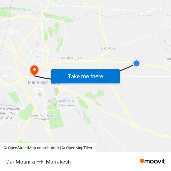 Dar Mounira to Marrakesh map