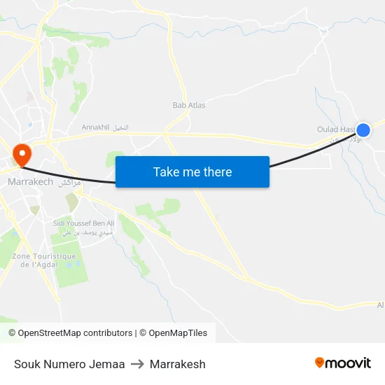 Souk Numero Jemaa to Marrakesh map