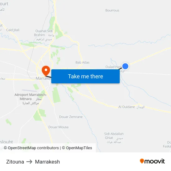 Zitouna to Marrakesh map
