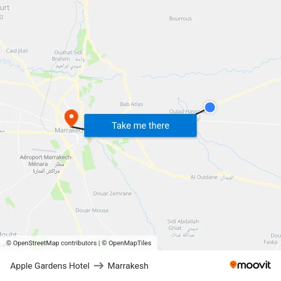 Apple Gardens Hotel to Marrakesh map