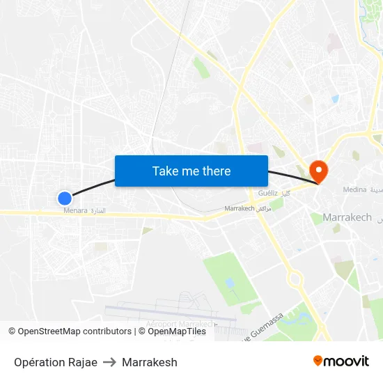 Opération Rajae to Marrakesh map