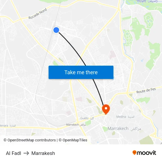 Al Fadl to Marrakesh map