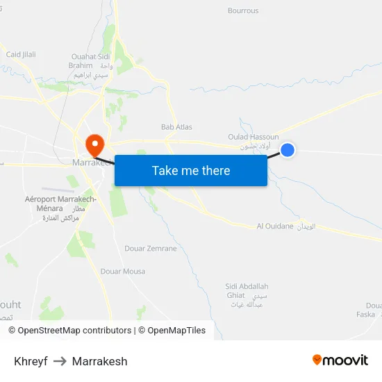 Khreyf to Marrakesh map