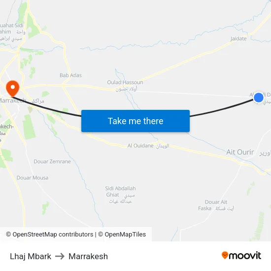 Lhaj Mbark to Marrakesh map