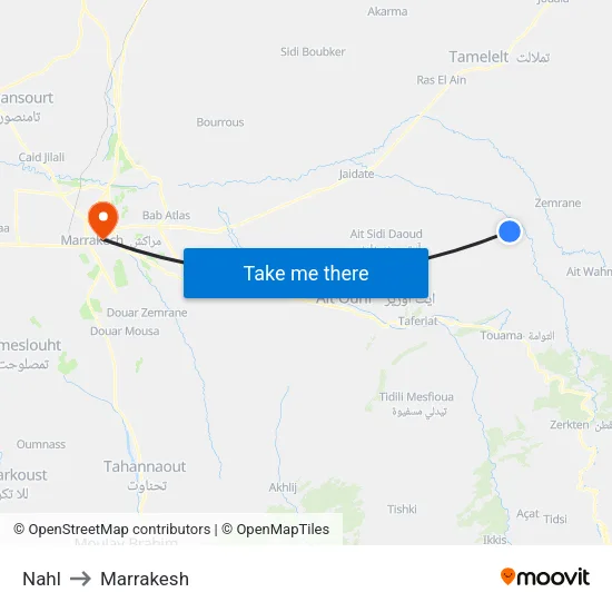 Nahl to Marrakesh map