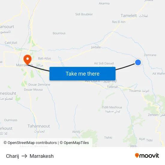 Charij to Marrakesh map