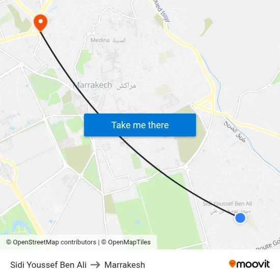 Sidi Youssef Ben Ali to Marrakesh map