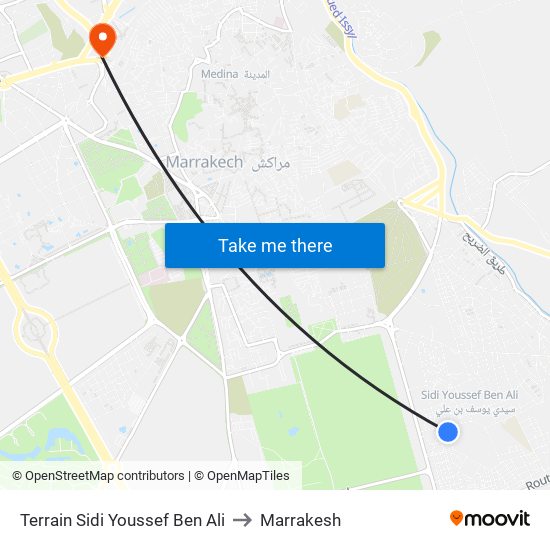 Terrain Sidi Youssef Ben Ali to Marrakesh map