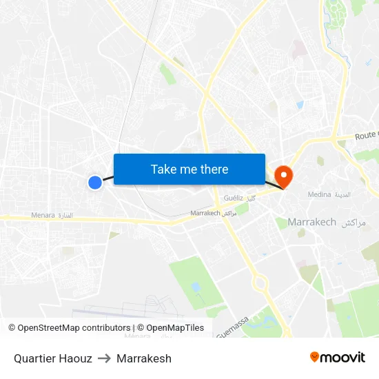 Haouz District to Marrakesh map