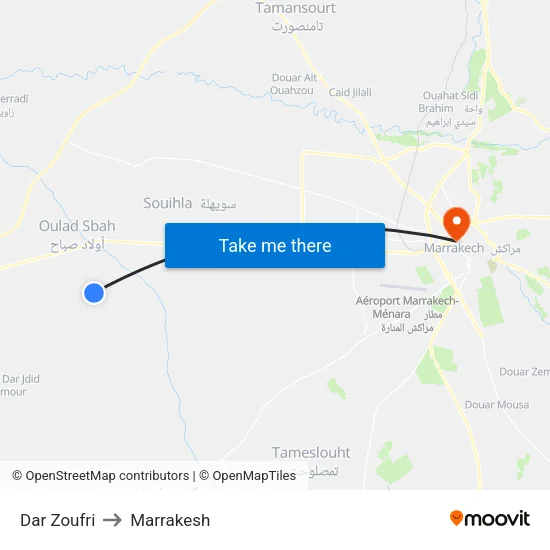 Dar Zoufri to Marrakesh map