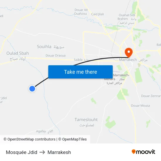 New Mosque to Marrakesh map