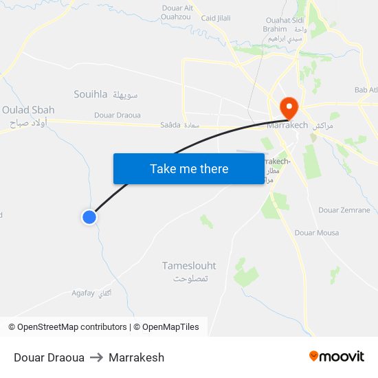 Douar Draoua to Marrakesh map