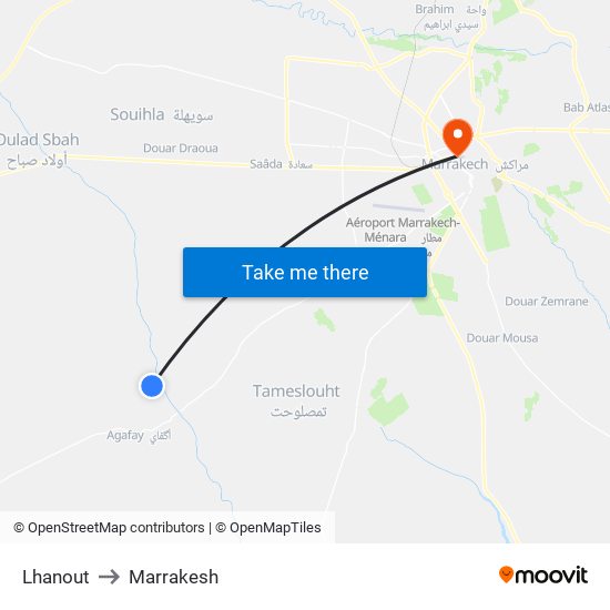 Lhanout to Marrakesh map