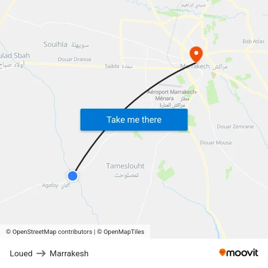 Loued to Marrakesh map