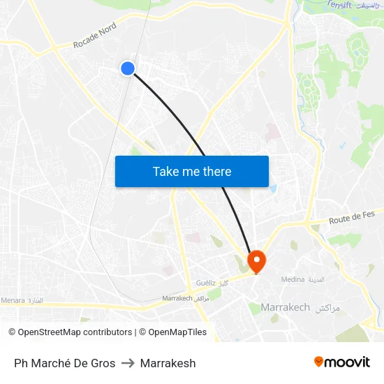 Ph Marché De Gros to Marrakesh map