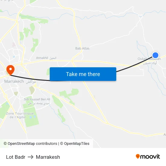 Lot Badr to Marrakesh map