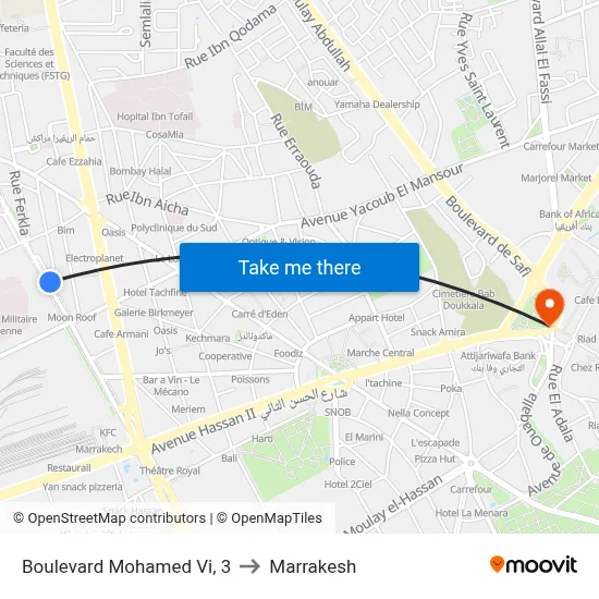 Boulevard Mohamed Vi, 3 to Marrakesh map