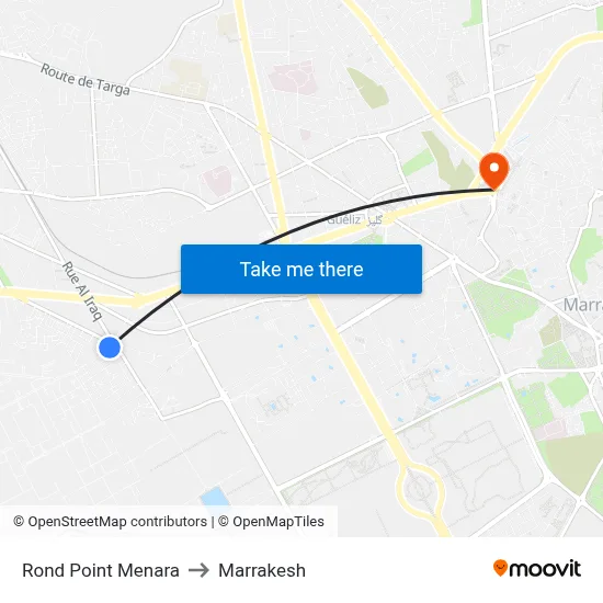 Menara Roundabout to Marrakesh map
