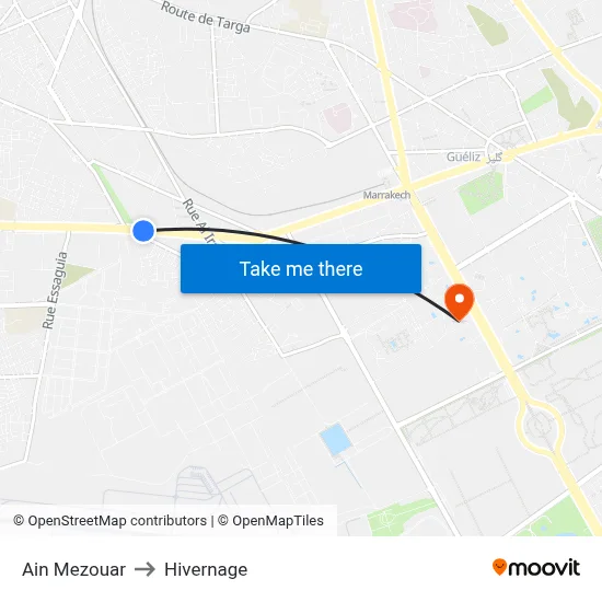 Ain Mezouar to Hivernage map