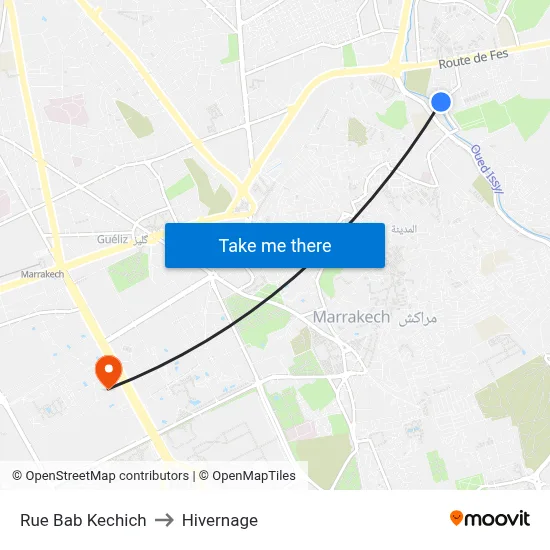 Rue Bab Kechich to Hivernage map
