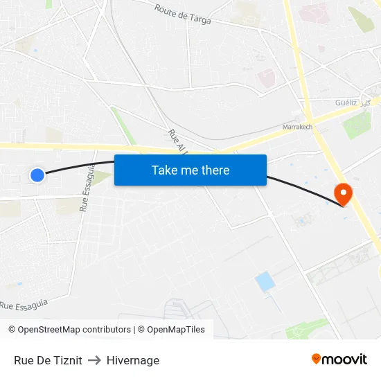 Rue De Tiznit to Hivernage map