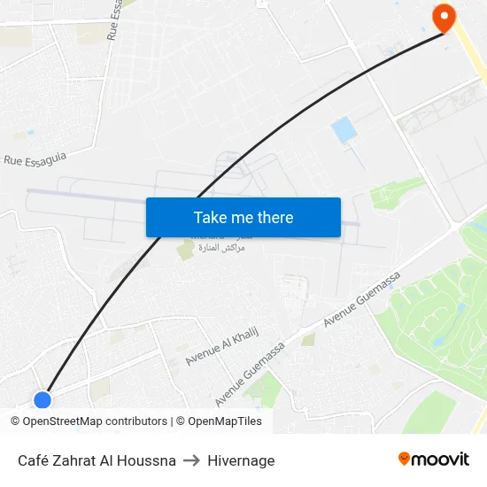 Café Zahrat Al Houssna to Hivernage map