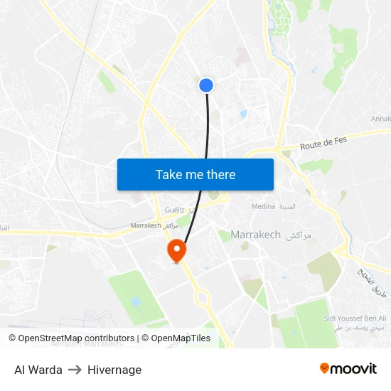Al Warda to Hivernage map