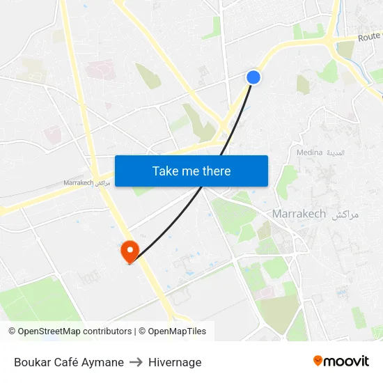 Boukar Café Aymane to Hivernage map