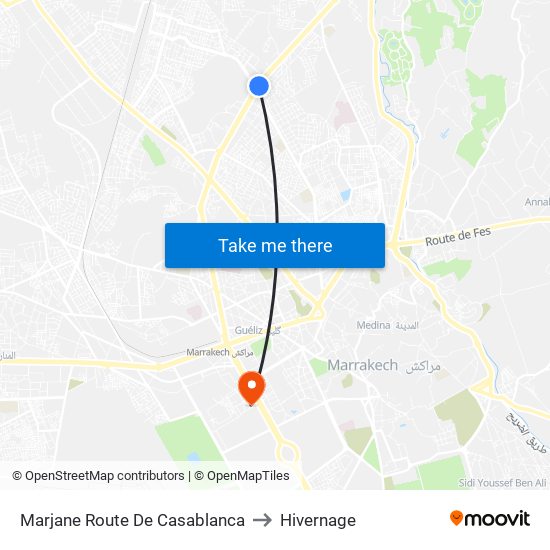 Marjane Route De Casablanca to Hivernage map