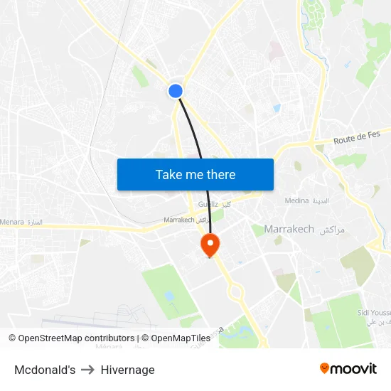 Mcdonald's to Hivernage map