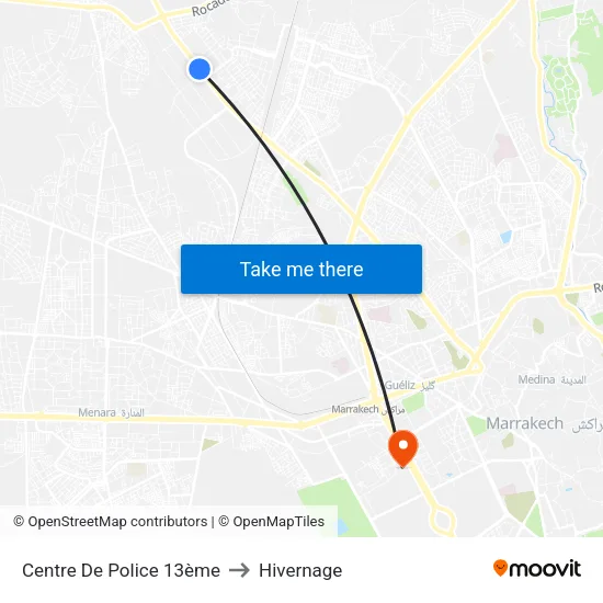 Centre De Police 13ème to Hivernage map