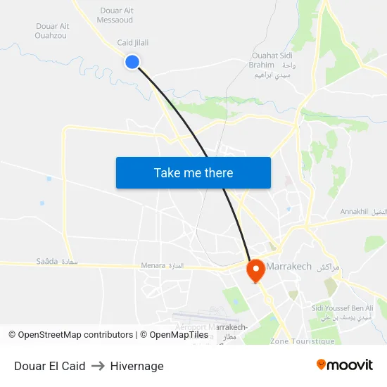 Douar El Caid to Hivernage map