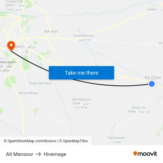 Aït Mansour to Hivernage map