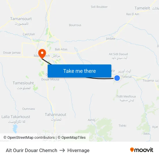 Aït Ourir Douar Chemch to Hivernage map
