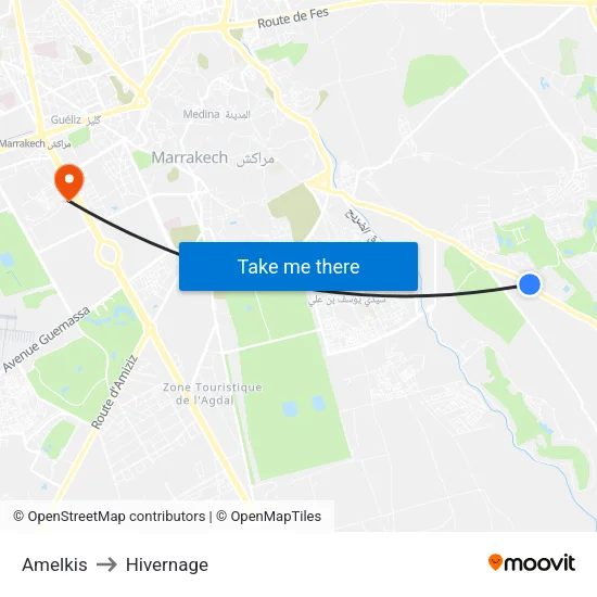 Amelkis to Hivernage map