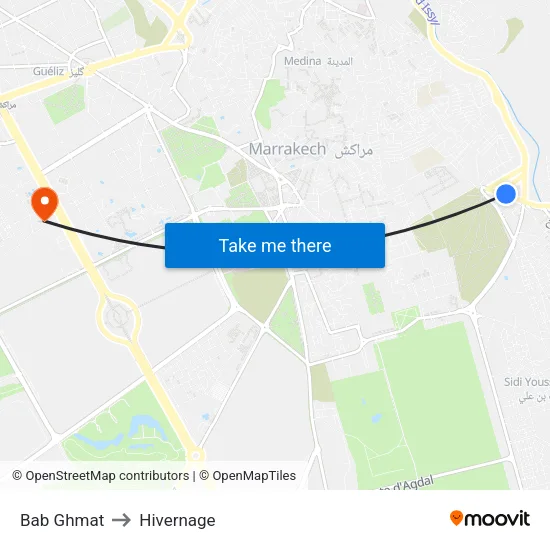 Bab Ghmat to Hivernage map