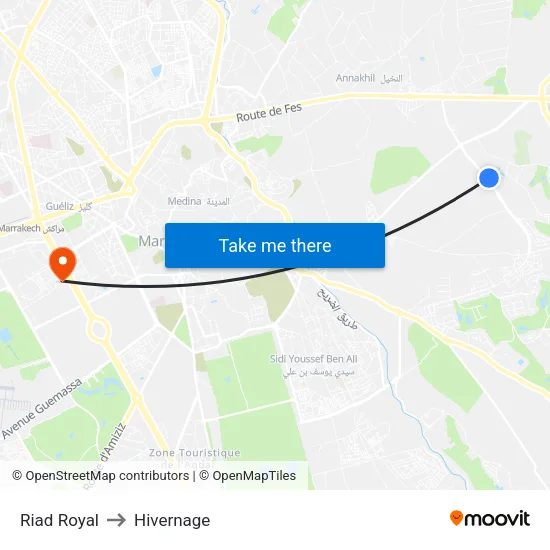 Riad Royal to Hivernage map
