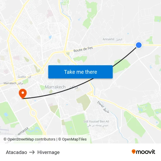 Atacadao to Hivernage map
