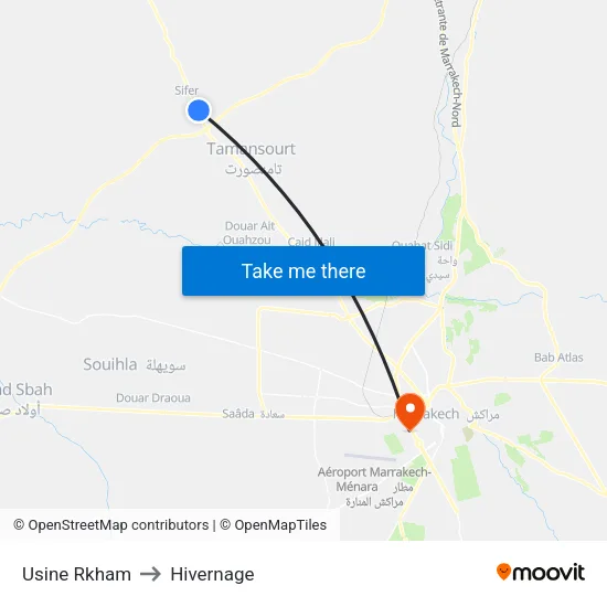 Usine Rkham to Hivernage map