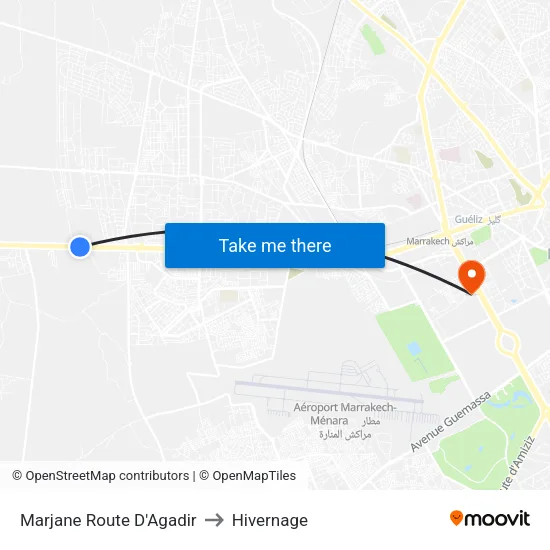 Marjane Route D'Agadir to Hivernage map
