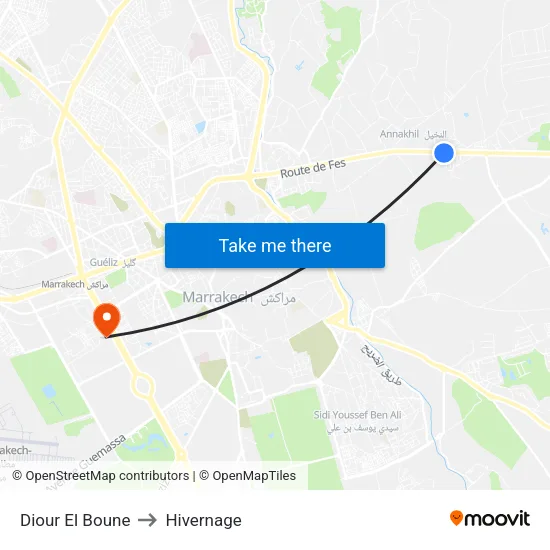 Diour El Boune to Hivernage map